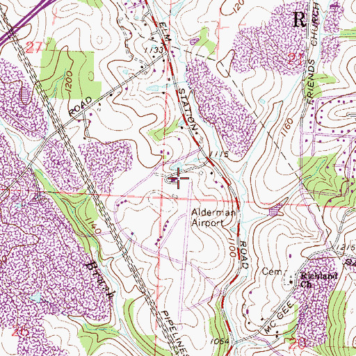 Topographic Map of Alderman Airport, OH