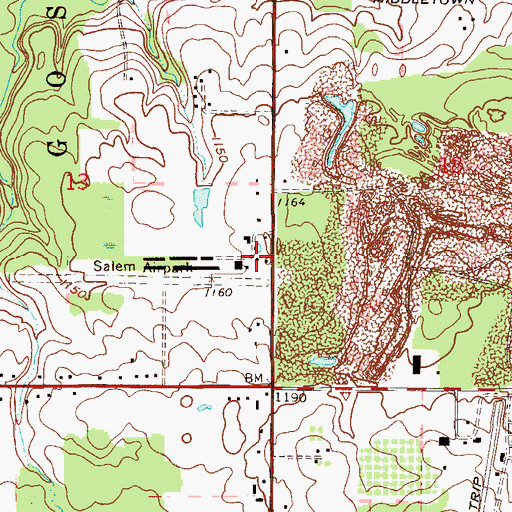 Topographic Map of Salem Airpark Inc, OH