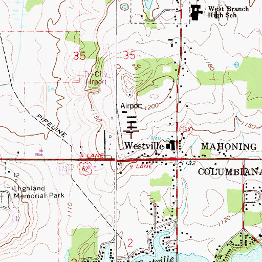 Topographic Map of Tri-City Airport, OH