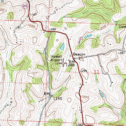Topographic Map of Howell Airport (historical), OH