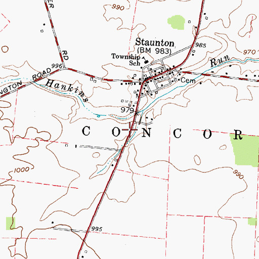 Topographic Map of Merritt Airport, OH