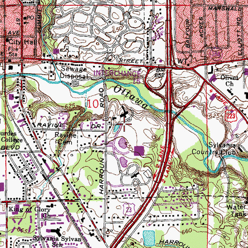 Topographic Map of Flower Memorial Hospital Heliport, OH