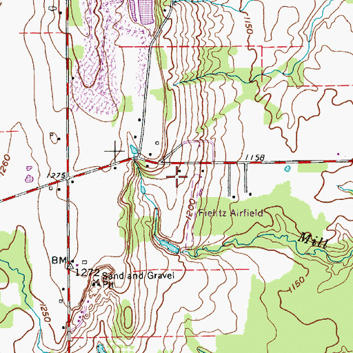 Topographic Map of Whispering Pines Airport (historical), OH