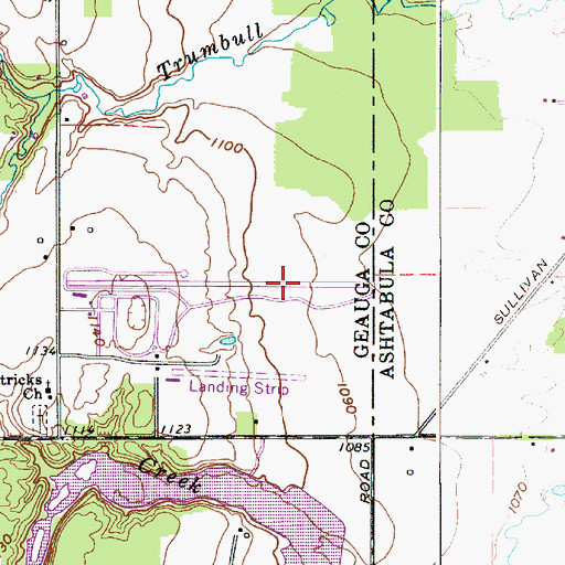 Topographic Map of Thompson Drag Raceway Airport, OH