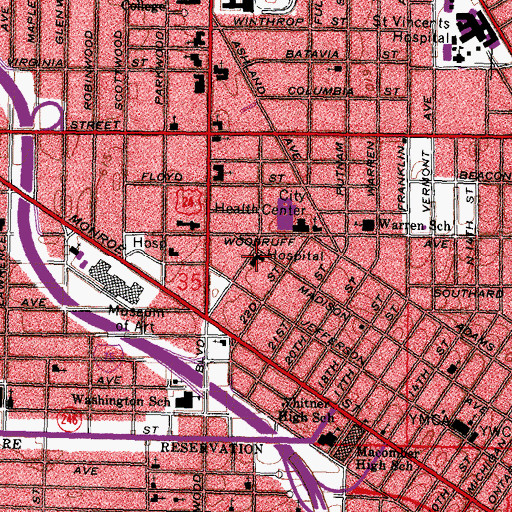 Topographic Map of Mercy Hospital Helistop, OH
