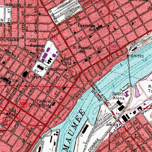 Topographic Map of Seagate Helistop, OH