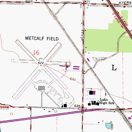 Topographic Map of Toledo Executive Airport, OH