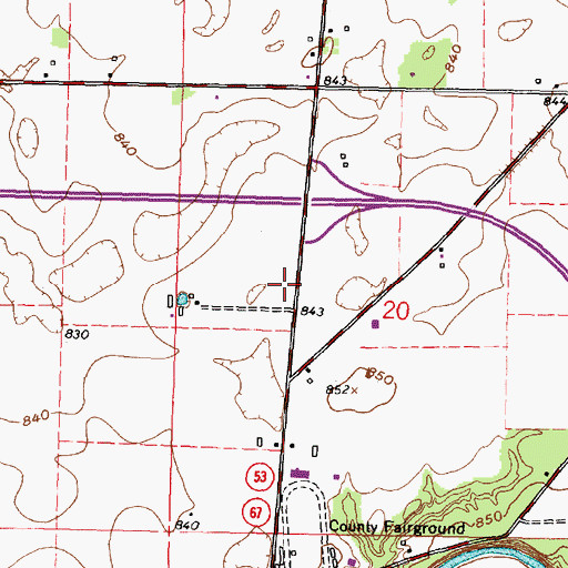 Topographic Map of Wyandot Memorial Hospital Heliport, OH