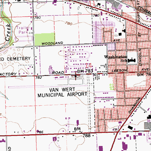 Topographic Map of Van Wert County Airport, OH