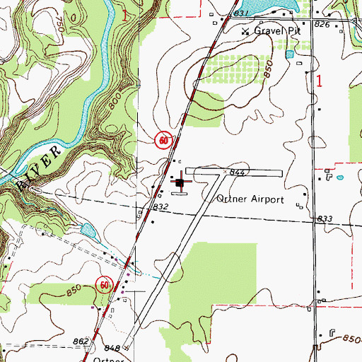 Topographic Map of Ortner Airport, OH