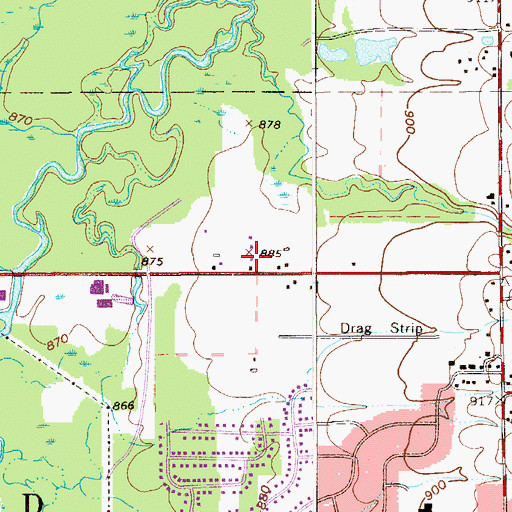 Topographic Map of Sloas Airport, OH