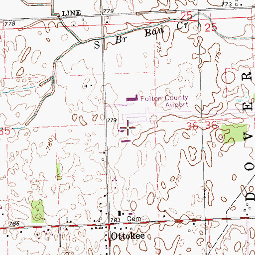 Topographic Map of Fulton County Airport, OH