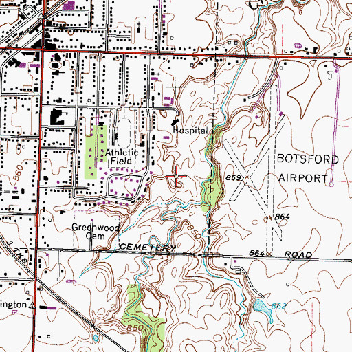 Topographic Map of Wellington Community Hospital Heliport, OH