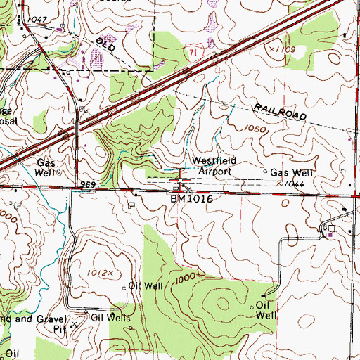 Topographic Map of Westfield Airport (historical), OH