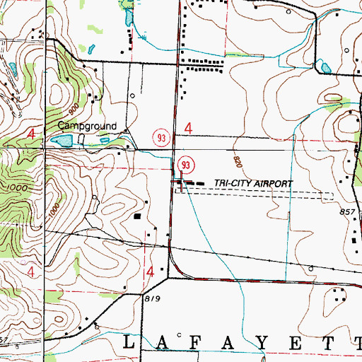Topographic Map of Tri-City Airport, OH