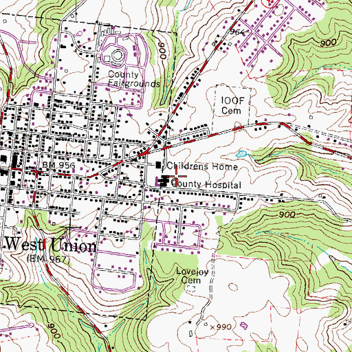 Topographic Map of Adams County Hospital Heliport, OH