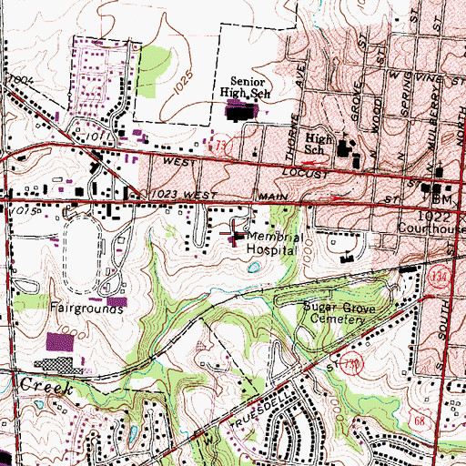 Topographic Map of Clinton Memorial Hospital Heliport, OH
