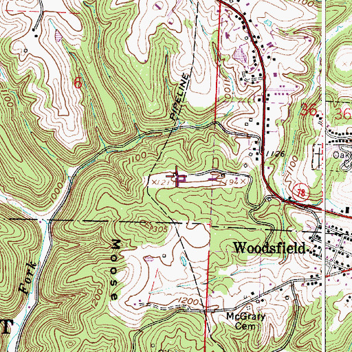 Topographic Map of Woodsfield Heliport, OH