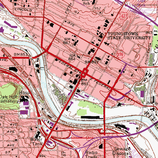 Topographic Map of Northside and Tod Childrens Hospital Heliport, OH