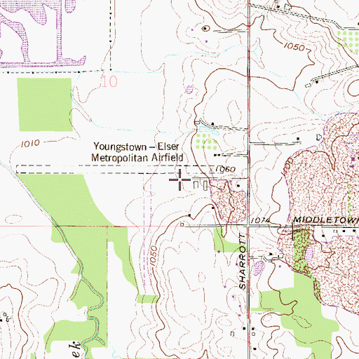 Topographic Map of Youngstown Elser Metro Airport, OH