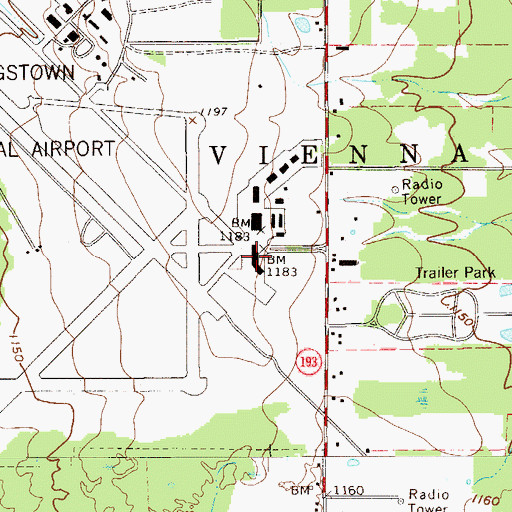 Topographic Map of Youngstown-Warren Regional Airport, OH