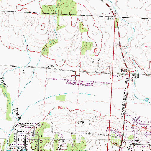 Topographic Map of Parr Airport, OH