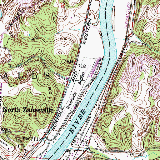 Topographic Map of Riverside Airport, OH