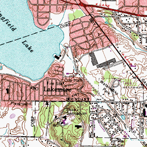 Topographic Map of Lakemore Post Office, OH