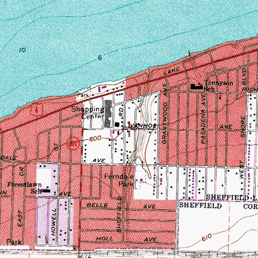 Topographic Map of Sheffield Lake Post Office, OH