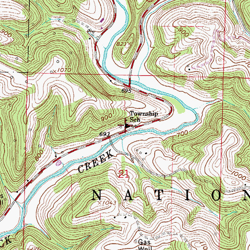 Topographic Map of Elk Township School, OH