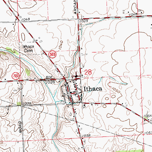Topographic Map of Ithaca United Methodist Church, OH