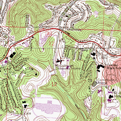 Topographic Map of McCollough Childrens Home, OH