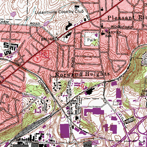 Topographic Map of Norwood Heights, OH