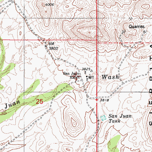 Topographic Map of San Juan Ranch, AZ