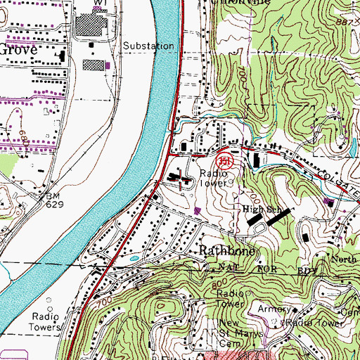Topographic Map of Washington County Childrens Home, OH