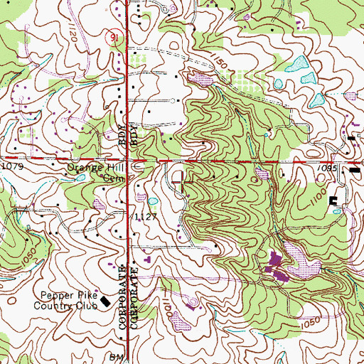 Topographic Map of Orange Hill, OH