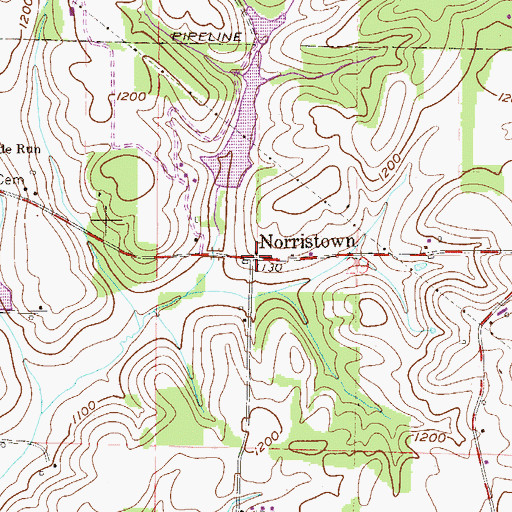 Topographic Map of Norristown Post Office (historical), OH