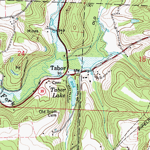 Topographic Map of Tabor Post Office (historical), OH