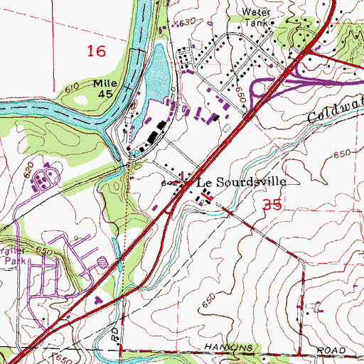 Topographic Map of Le Sourdsville Post Office (historical), OH