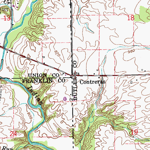 Topographic Map of Contreras Post Office (historical), OH