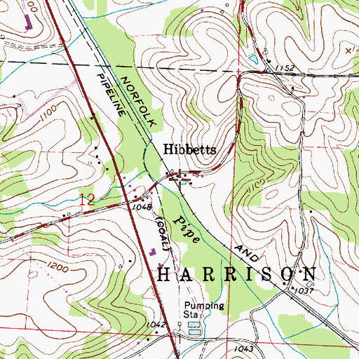 Topographic Map of Hibbetts Post Office (historical), OH