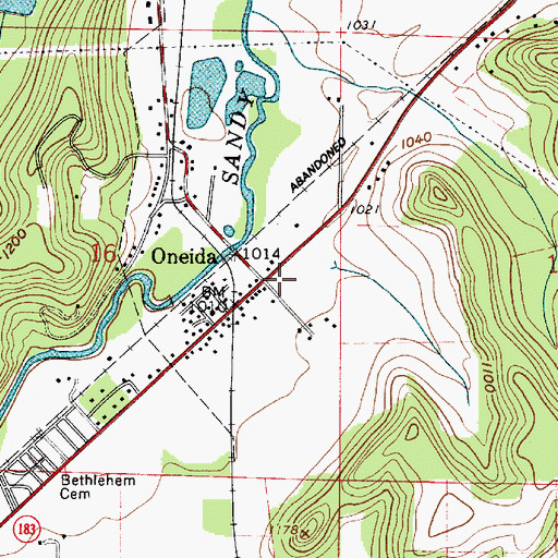 Topographic Map of Oneida Post Office (historical), OH