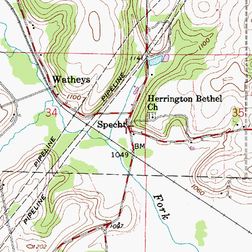 Topographic Map of Specht Post Office (historical), OH