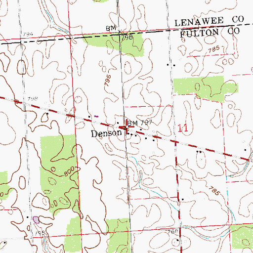 Topographic Map of Denson Post Office (historical), OH