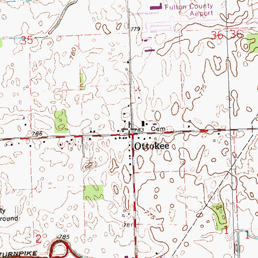 Topographic Map of Ottokee Post Office (historical), OH