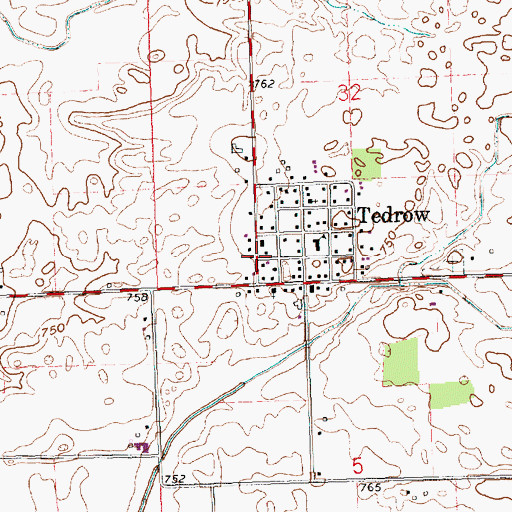 Topographic Map of Tedrow Post Office (historical), OH