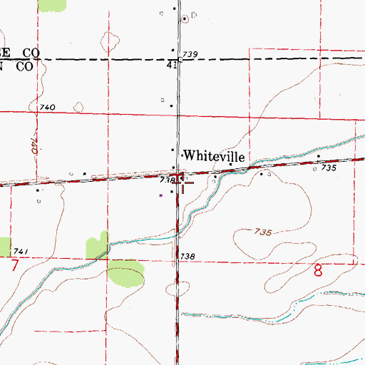 Topographic Map of Whiteville Post Office (historical), OH