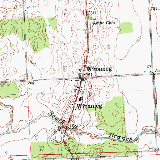 Topographic Map of Winameg Post Office (historical), OH