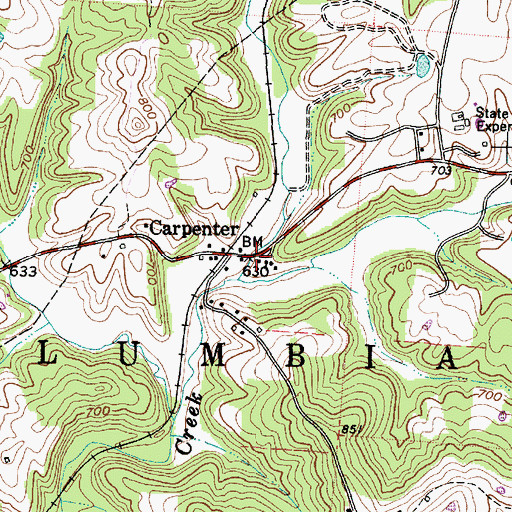 Topographic Map of Carpenter Post Office (historical), OH