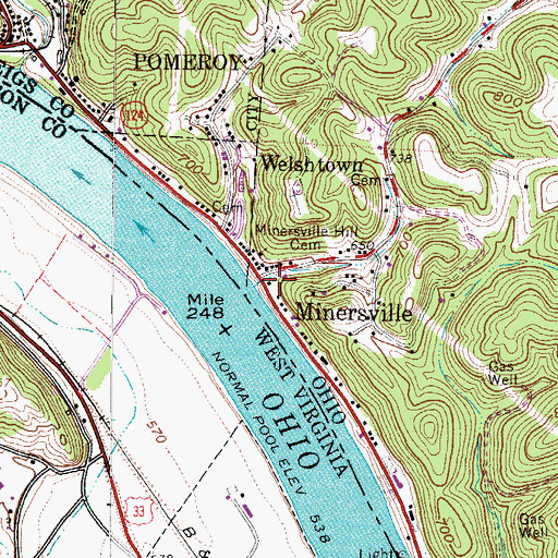 Topographic Map of Minersville Post Office (historical), OH